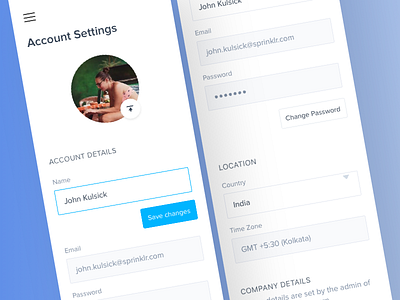 Account Settings for Responsive Web - Mobile