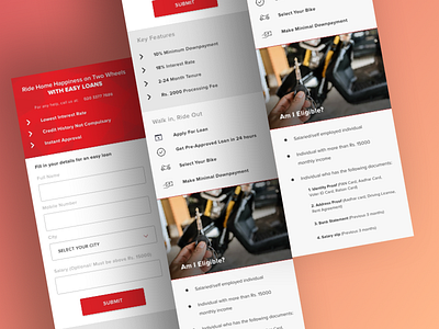 Second Hand Two Wheelers - Easy Loan Page bikes eligibility form loans mobile responsive design responsive web second hand