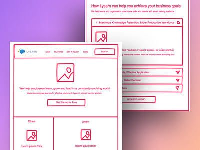 Collaborative Invision Freehand for Landing Page with Lyearn conversions freehand invision landing page website redesign wireframe