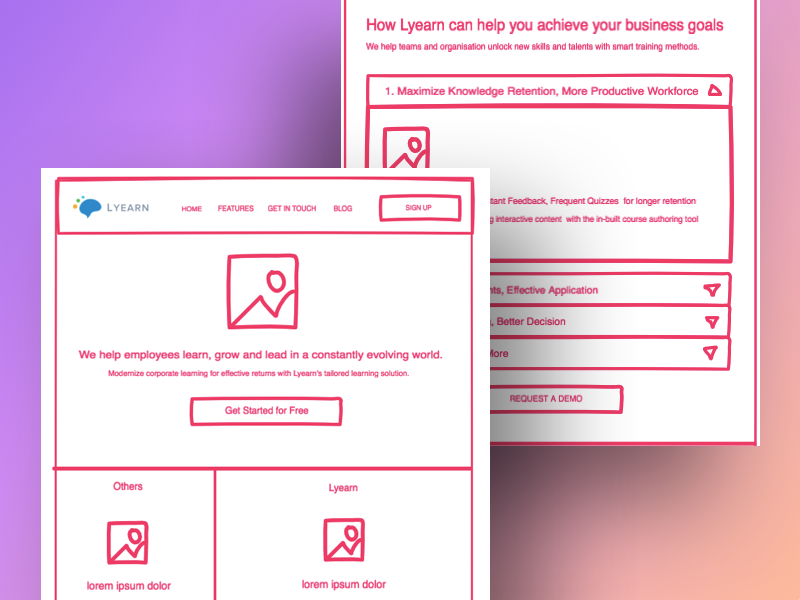 Collaborative Invision Freehand for Landing Page with Lyearn landing page conversions wireframe website redesign freehand invision