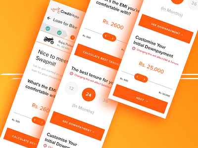 CreditMate's Loan Customisation Page bikes calculator creditmate customise finance fintech loan responsive scooters sliders web website