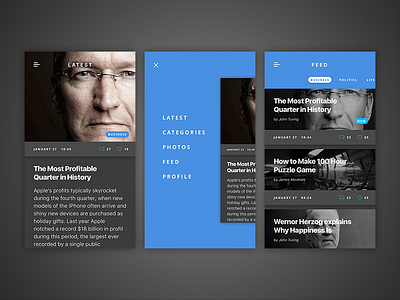 Nick Parker Daily UI #3 app blue challenge daily dark feed mobile news nickparker post ui