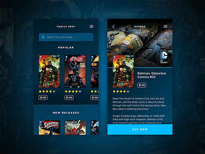 Nick Parker Daily UI #5 app batman challenge comics dc detective item mobile nickparker shelf shop ui