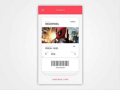 Nick Parker Daily UI #20 app card daily deadpool film mobile projectcomet red ticket ui