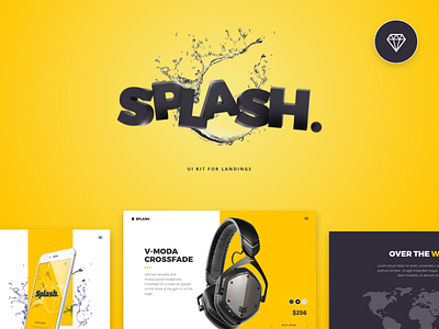 Splash UI Kit for Sketch app design landings page product service splash ui uikit web yellow