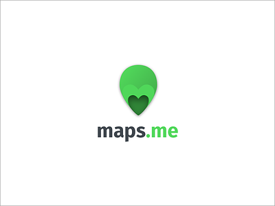 MAPS.ME design green like logo love m mapsme