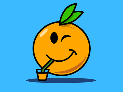 Orange Juice Drink clean design drawing dribbble best shot drink fresh illustration illustrator juice oranges straw vector