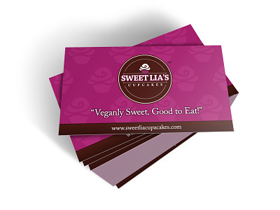 Sweet Lia's Cupcakes branding brown business cards cupcakes pink