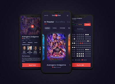 Book My Show Redesign 3d ui android ui app ui application ui avengers book my show ios ui motion graphics ticket booking ui design ui ux design ux design