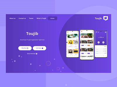 Toujib Landing Page Website Design design landingpage purple ui user userinterface webdesign website