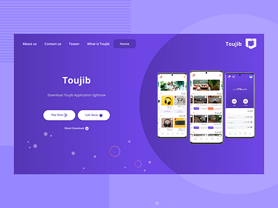 Toujib Landing Page Website Design design landingpage purple ui user userinterface webdesign website