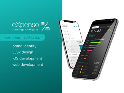 eXpenso. Spendings tracking app branding design landingpage logo mobiledesign ui ux