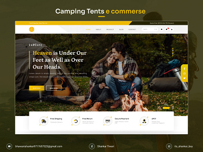 Camping E commerce Web Page Design animation camping campingtemplate champingecommerce ecommerce logo template travellingtemplate ui ux webpage webpagecamping