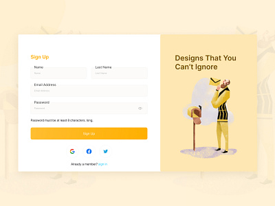 Sign Up Page Design 👍 #DailyUI animation branding contact web page design design ui sign up graphic design illustration logo motion graphics sign up design sign up form sign up web page ui ux vector web page sign up web site design