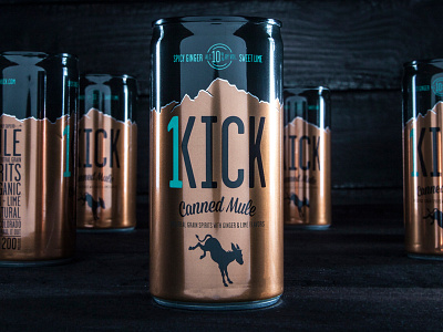 1Kick Cans + Branding beverage moscow mule packaging design