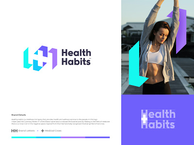 Health Habits branding cross h h logo health hh identity illustration letter logo logotype mark medical negativespace spg symbol typography