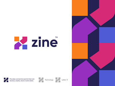 Zine abstract branding colorful digital gradient identity illustration letter logo logomark mark monogram node spg symbol tech tech logo technology z zine