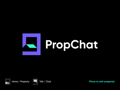PropChat 🏠💬 brand branding chat home home logo house house logo icon identity illustration logo logomark mark minimal property spg symbol talk