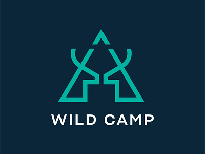 Wild Camp 🦌⛺ animal animal logo brand branding camp camping deer deer logo identity illustration line logo logomark mark minimal symbol triangle wild wild logo wildlife