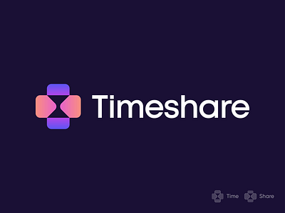 Timeshare Branding ⌛+ ➡️⬅️ abstract arrow arrows branding colorful connect cross gradient hourglasss identity logo logomark logotype mark minimal share symbol time timelogo ui