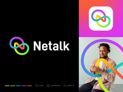 Netalk Branding branding chat chat app chat logo connect connection gradient icon identity illustration link logo logomark mark minimal n network symbol talk talk logo