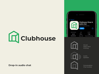 Clubhouse Logo Concept app audio branding chat clubhouse clubhouseapp door house identity logo logomark mark minimal rebrand rebranding socialmedia speaker symbol talk voice