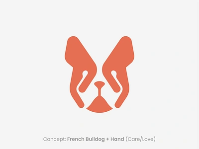 French Paws Brand Logo animal branding bulldog caring dog french bulldog frenchbulldog hand identity illustration logo mark minimal negativespace pet pug puppy spg symbol veterinary