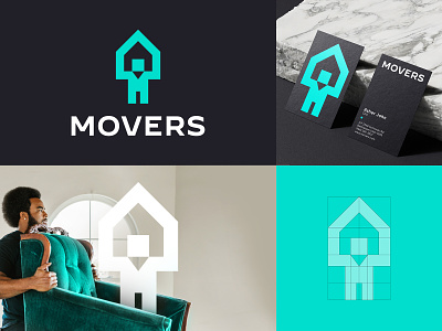 Movers Branding 🧍🏠 abstract brand branding home house human identity illustration logo logomark logos logotype man mark minimal movers packers spgmarks symbol