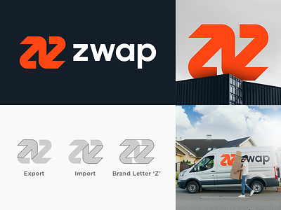 Zwap Branding abstract arrow branding courier delivery design export fast identity import letter logo mark minimal monogram moving symbol z