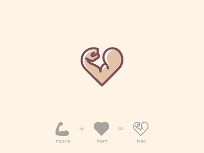 Fitness Love design hand heart identity illustration logo love mark minimal muscle symbol