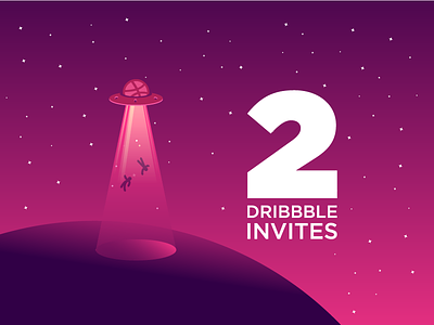 2 Free Dribbble Invites dribbble gradient illustration invite invites join people prospect ticket ufo