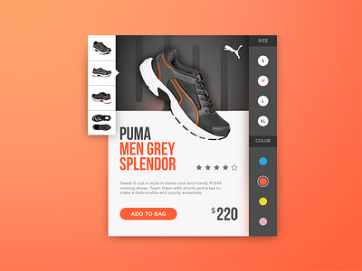 Daily UI #2 - Puma Cards design flat futuristic material metro modern puma sketch store ui ultra