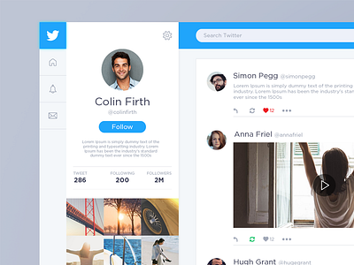 Daily UI #5 - Twitter concept interface material metro profile redesign twitter ui unsplash ux web