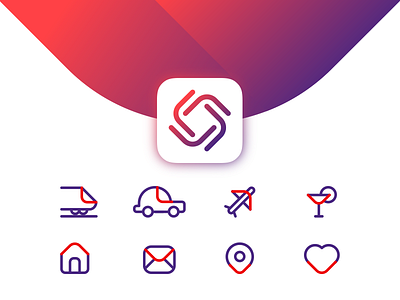 Icon Set design gradient icons logo outline pictograms pictos symbol travel