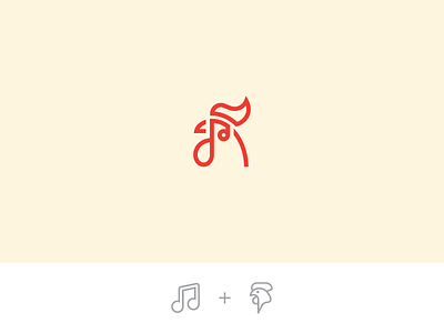 Rooster Music! animal cock icon identity illustration logo minimal music music notes rooster symbol