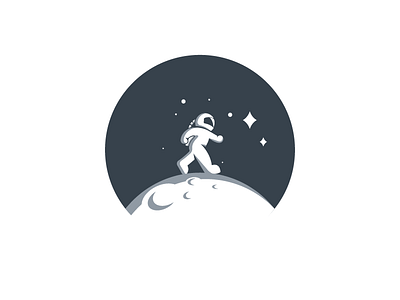 MoonWalker! astronaut brand identity illustration logo moon space star symbol walk