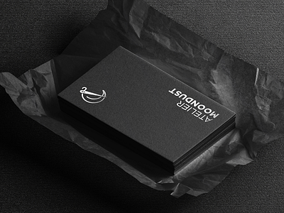 Atelier Moondust black branding elegant fashion identity logo minimal sewing symbol