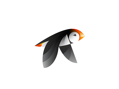 Puffin animal bird bird logo black flying bird gradient logo icon logo mark orange puffin puffin logo