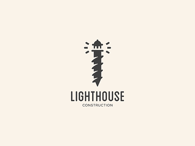 Lighthouse Construction branding clever logo construction logo identity lighthouse lighthouse logo logo logo mark mark screw screw logo symbol