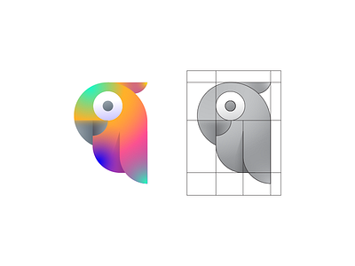 Parrot Construction bird bird logo gradient grid icon illustration logo mark parrot parrot logo shibu symbol