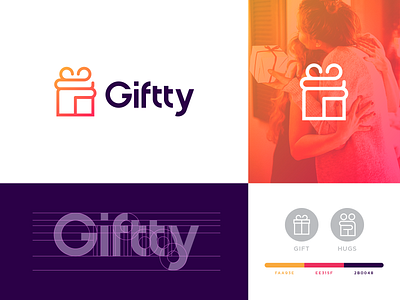 Giftty Branding branding color gift gift logo hug hugs hugs logo icon identity logo mark minimal spg symbol typo typography