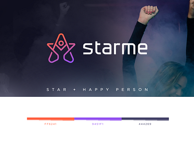 Starme Logo happy happy logo human human logo identity logo man mark minimal star star logo symbol typography