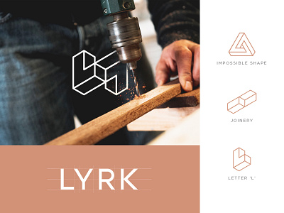 LYRK abstract icon identity impossible object impossible shape l lettering line logo logotype lyrk mark stroke symbol