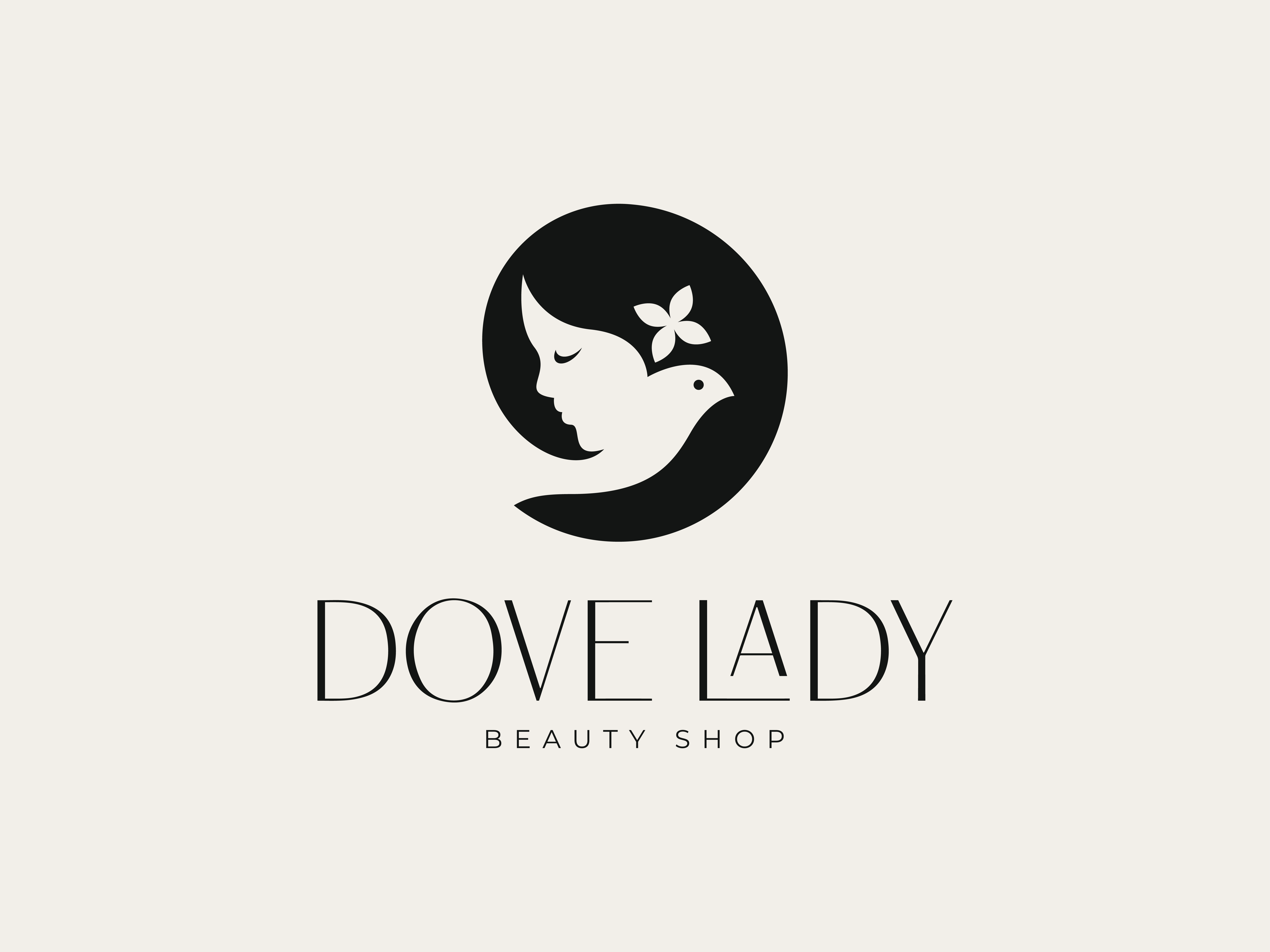 dove lady negative space beauty shop logo design