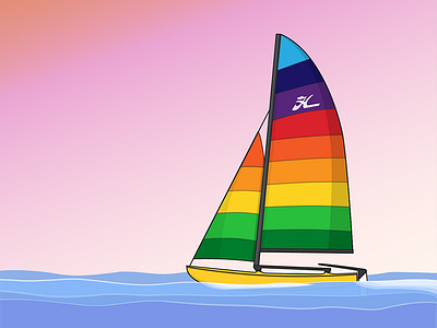 Hobie Cat 16 Illustration atmosphere boat cat evening hobie illustration sail sea sunrise tequila water waves