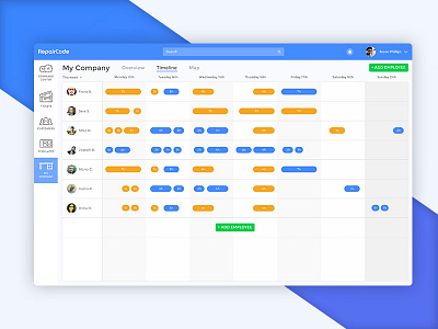 Employee Time Schedule Dashboard dashboard management schedule time timeline