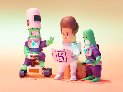 Evil martians - 3D illustration