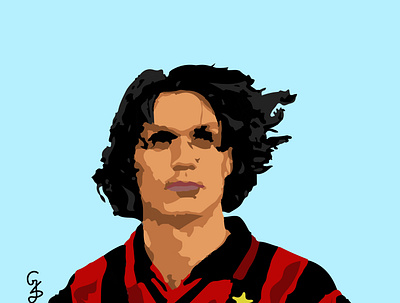 Paolo Maldini design football graphic design icon illustration logo maldini milan portrait vector