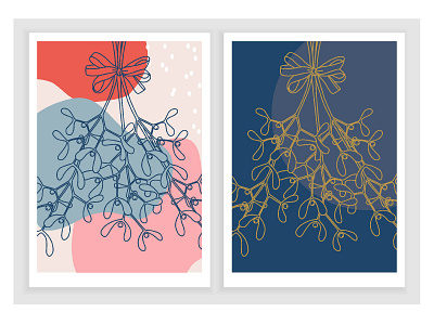 Christmas card in two ways - mistletoe christmas illustration mistletoe postcard vector