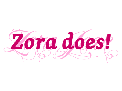 Zora Does More piel script pink skolar web zora